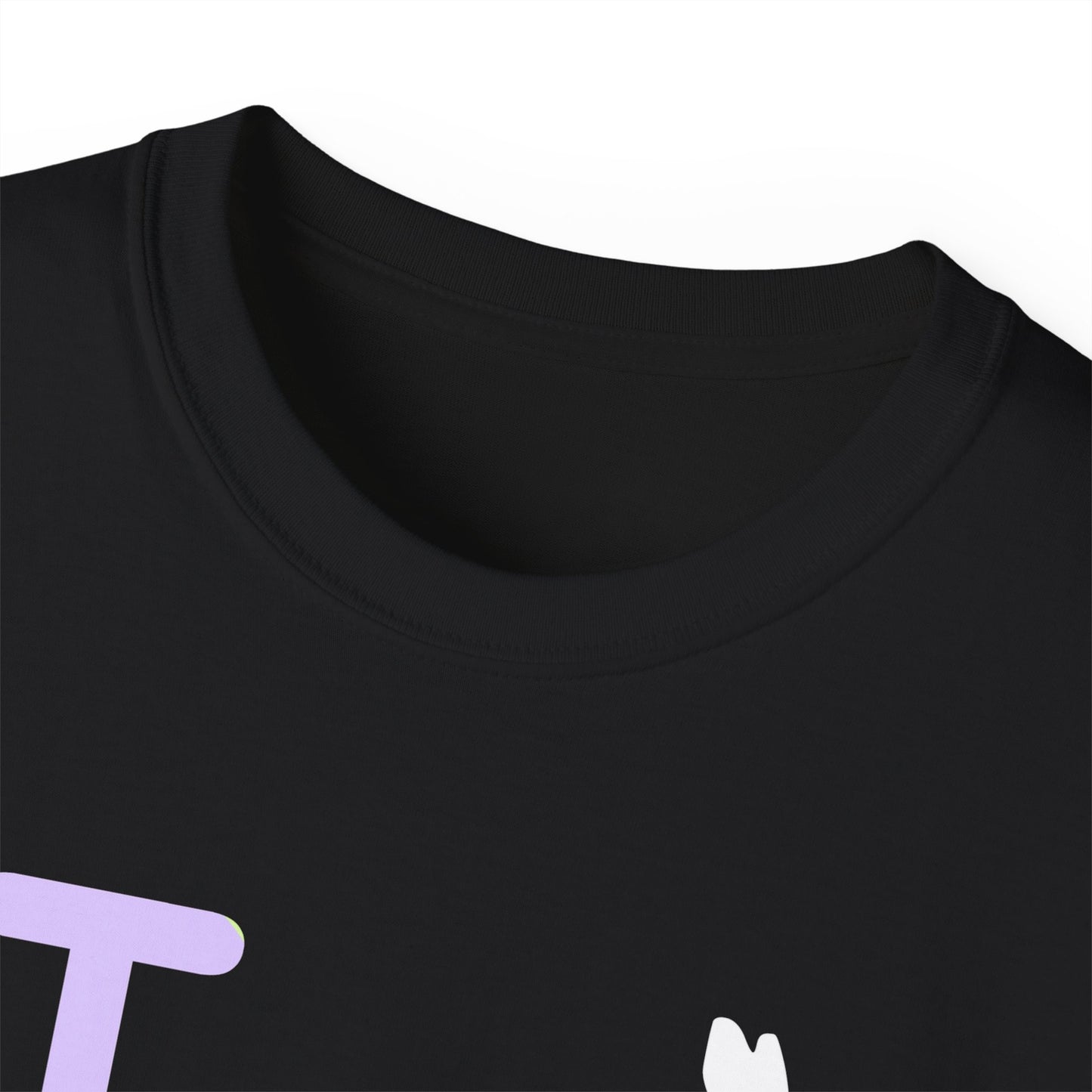 I Bunny LongD® Logo Cotton Tee Easter pastel purple text (white Easter Bunny)
