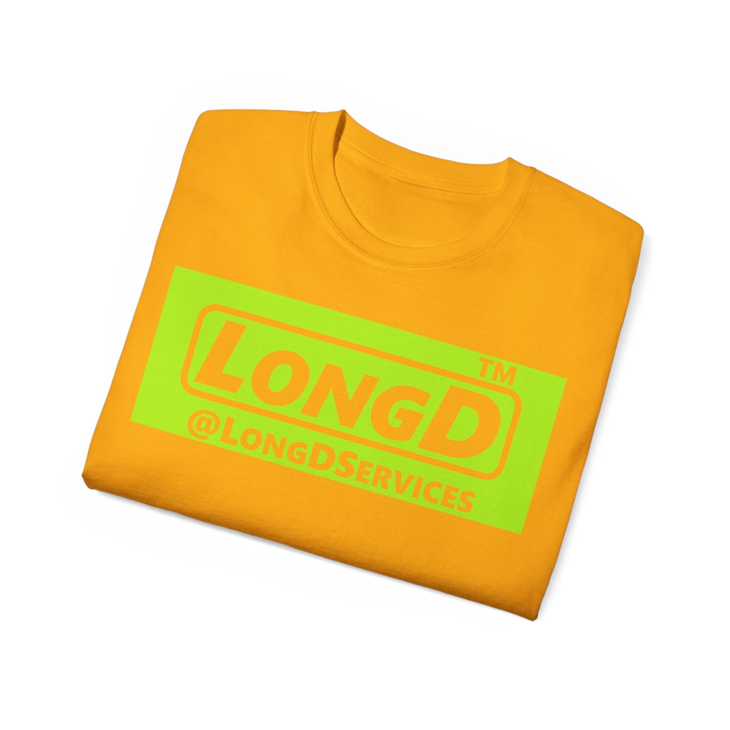 LongD® negative lime green Tag Logo Cotton Tee