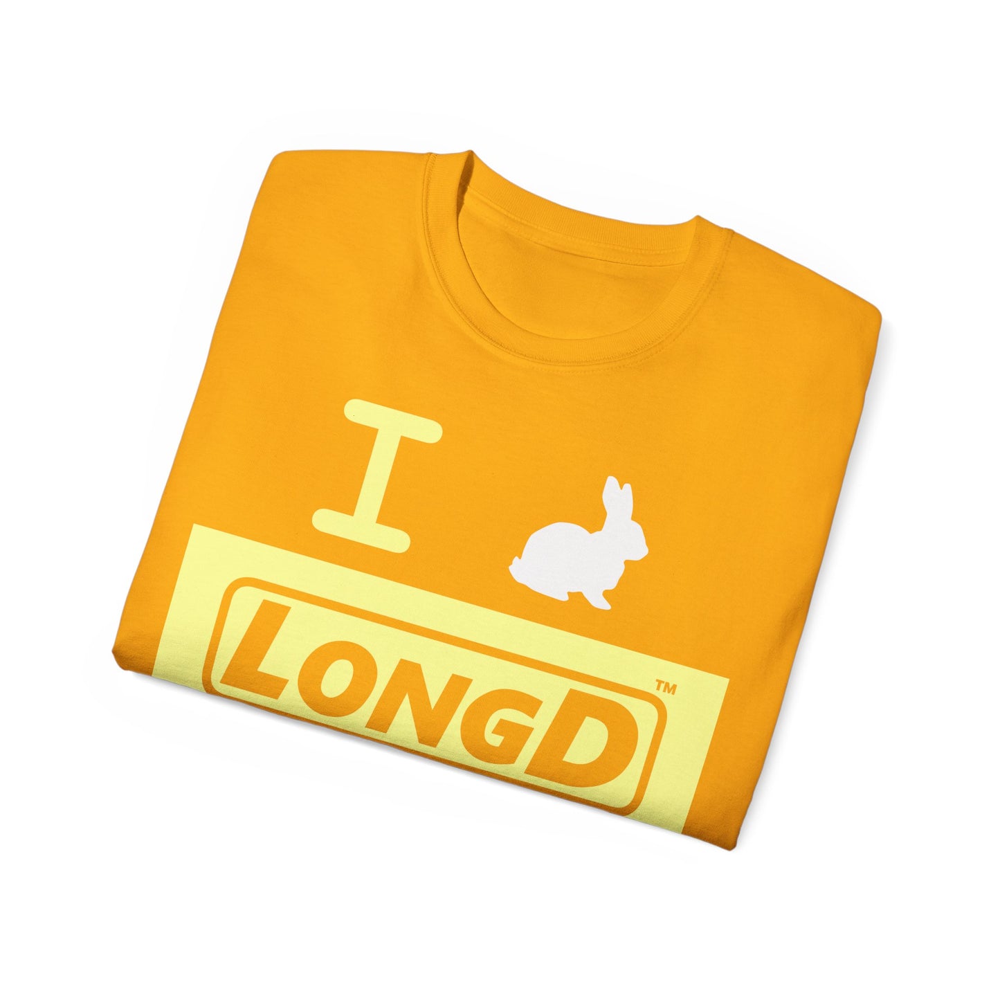 I Bunny LongD® Logo Cotton Tee Easter pastel yellow negative text (white Easter Bunny)