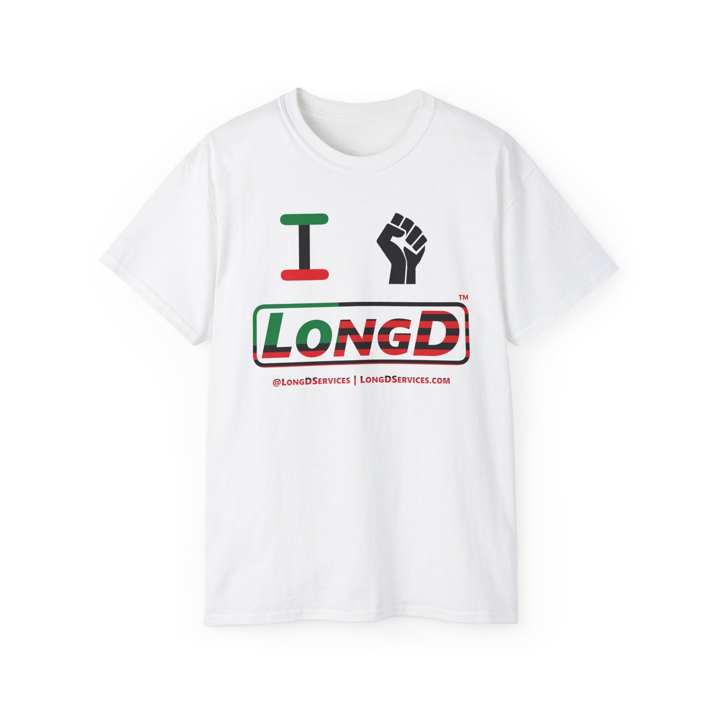 I Fist LongD® Logo Cotton Tee Juneteenth black fist positive flag