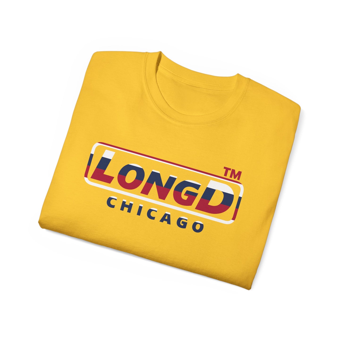 LongD positive horizontal 6-striped Chicago logo cotton tee (patriotic colors)