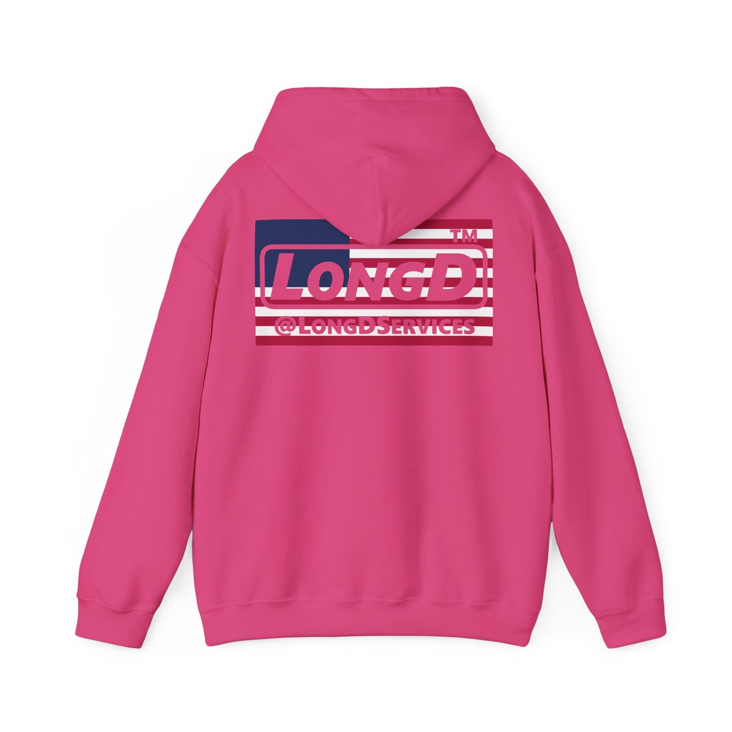 LongD® negative flag front-back single breasted Chicago logo hoodie (patriotic colors)