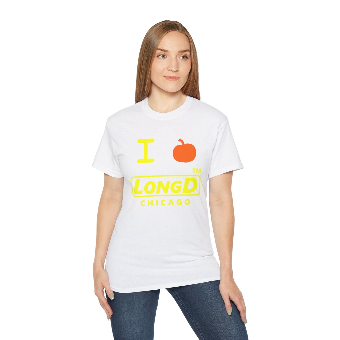 I Pumpkin LongD® Logo Cotton Tee positive yellow basic Chicago logo