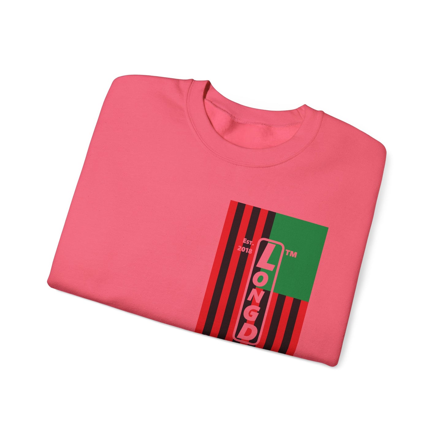LongD negative cropped flag single-breasted front-back Hyde Park upright logo crewneck sweatshirt (Juneteenth colors)