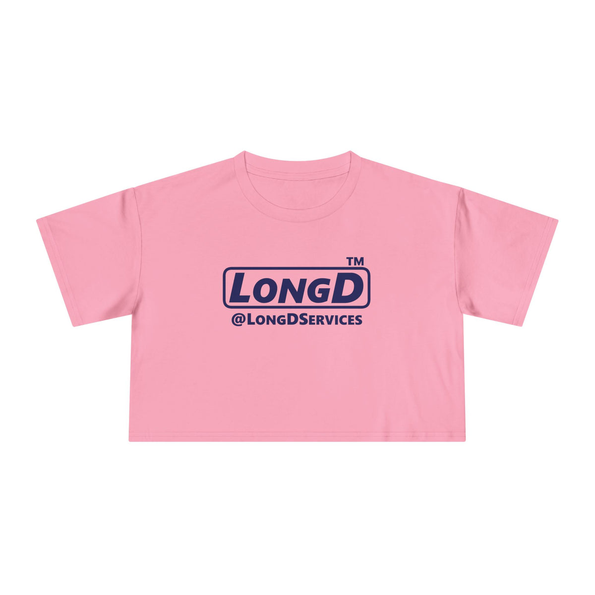 LongD Tag positive basic Navy (002060) logo crop tee