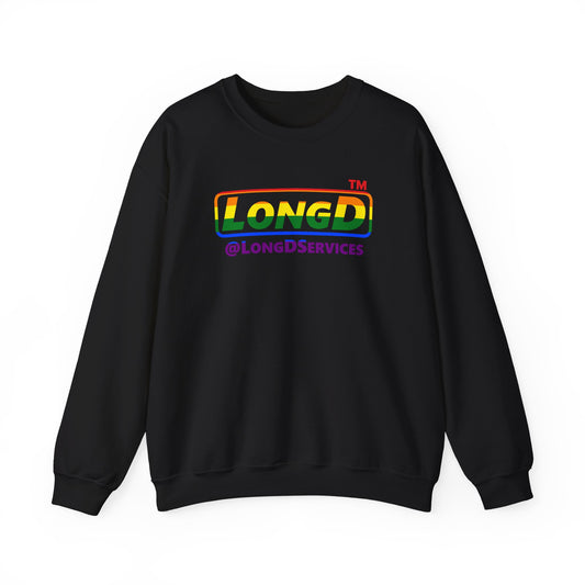 LongD positive horizontal striped tag logo crewneck sweatshirt (Pride colors)