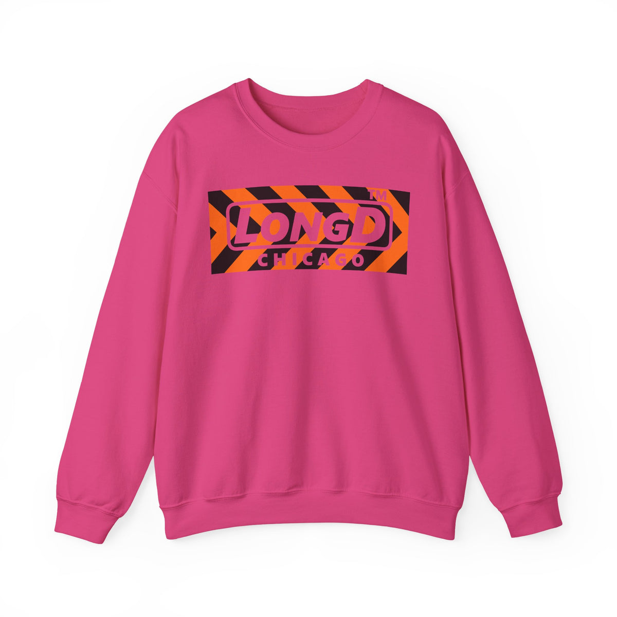 LongD Chicago negative forward chevron logo (Halloween colors) crewneck sweatshirt