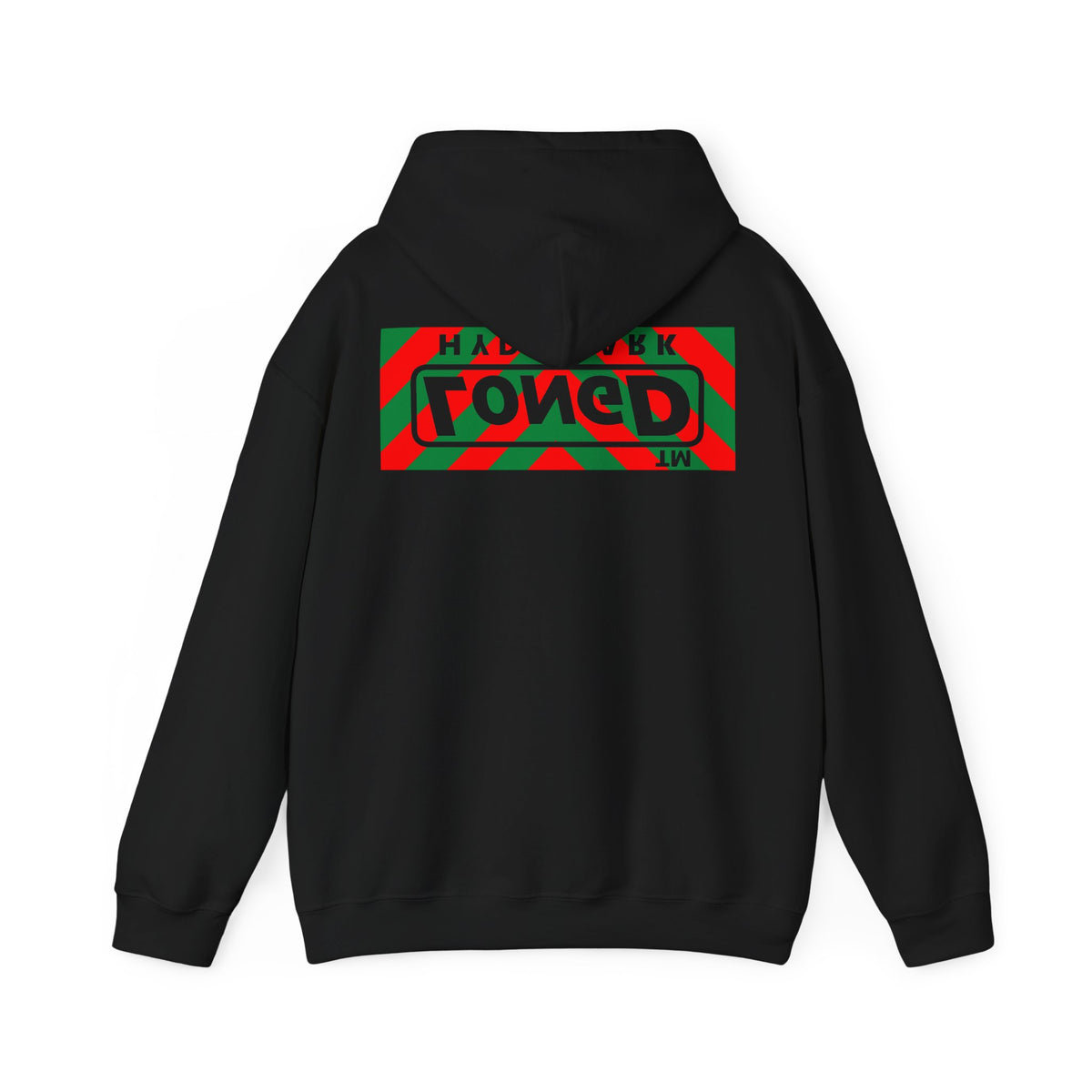 LongD Hyde Park negative downward chevron front-back logo (Xmas colors) hoodie