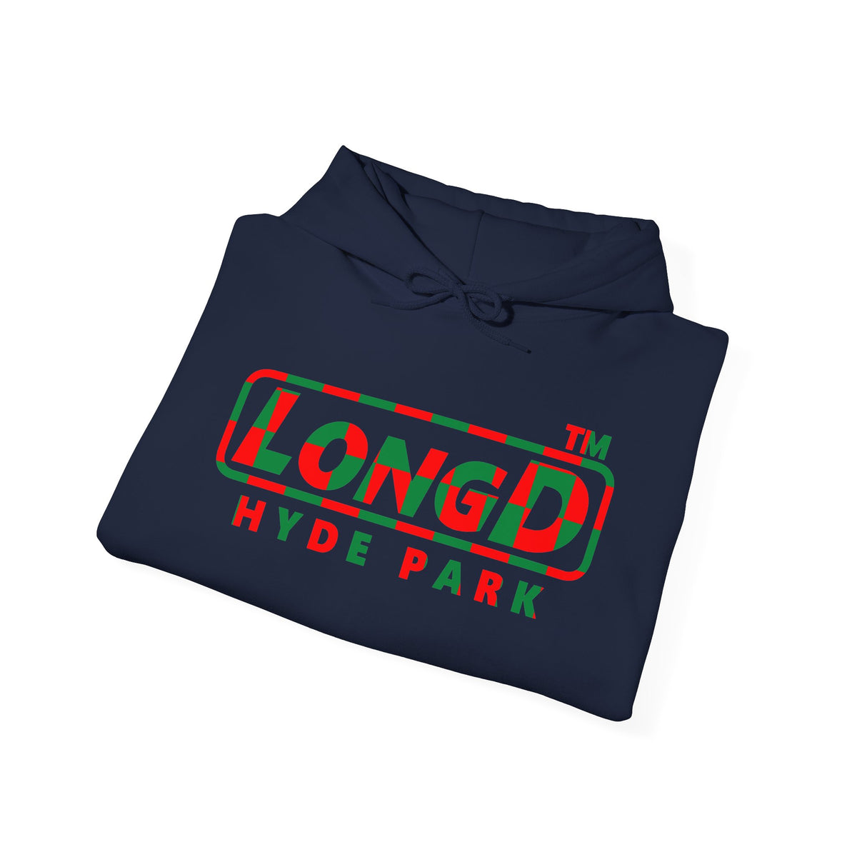 LongD Hyde Park positive checkered logo (Xmas colors) hoodie