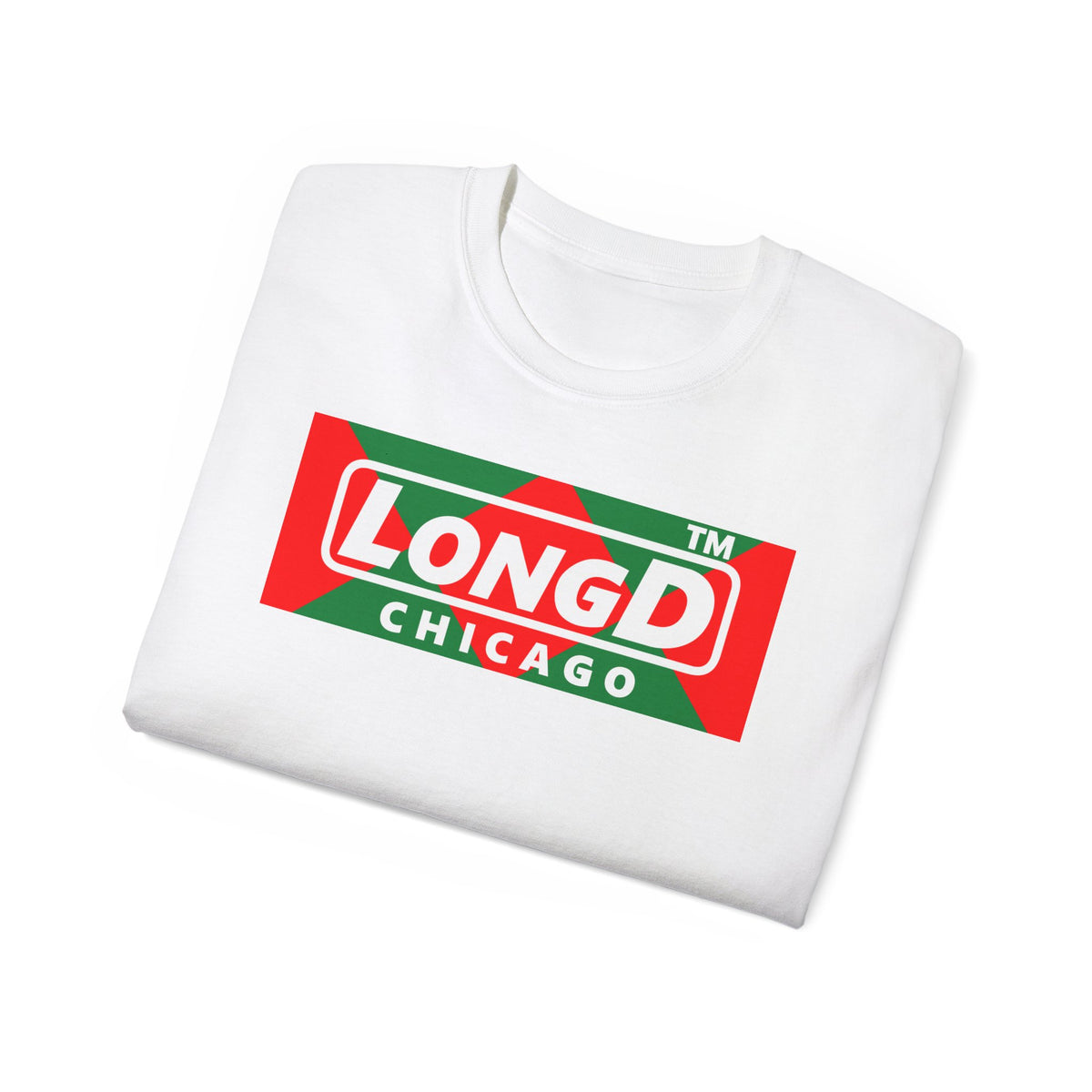 LongD Chicago negative big argyle logo (Xmas colors) cotton tee