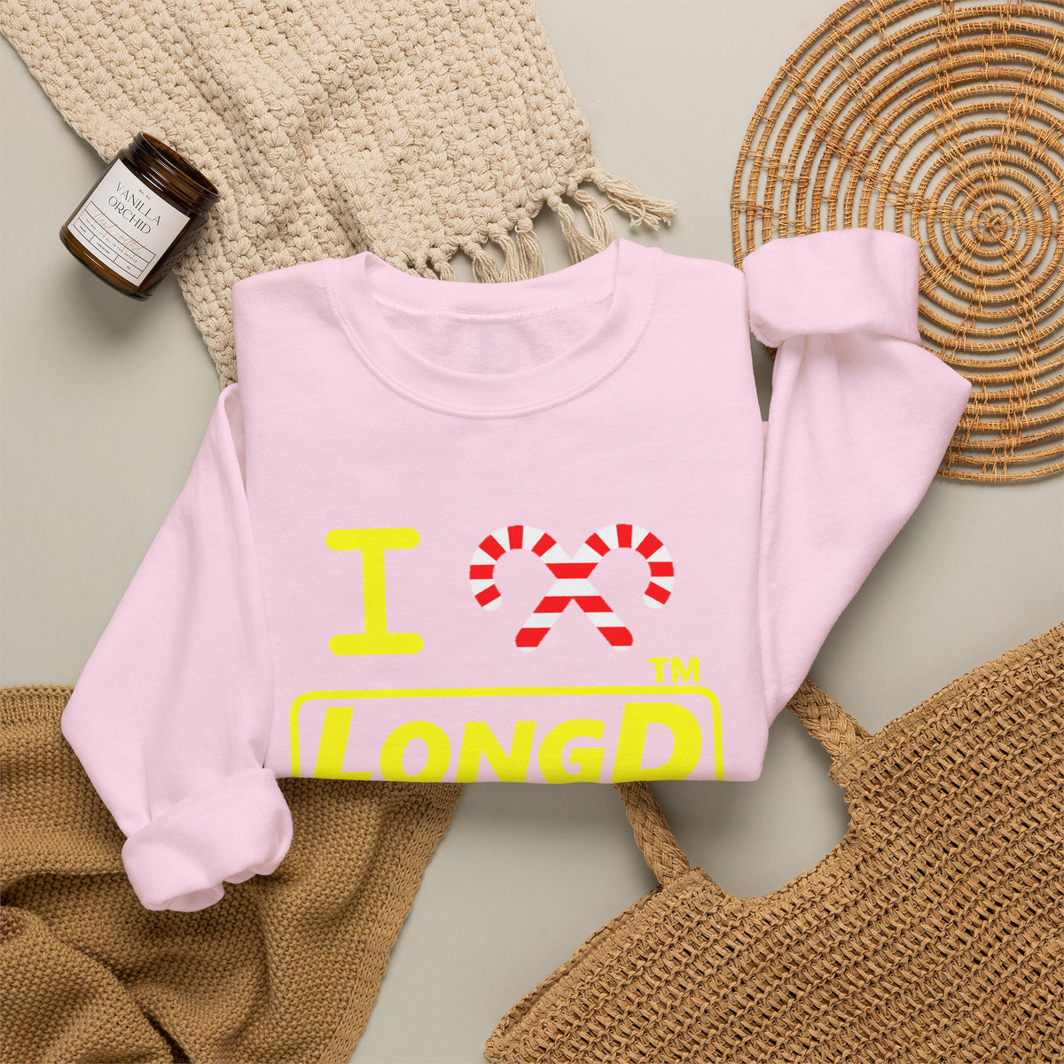I candy cane LongD Chicago positive alternate basic yellow logo crewneck sweatshirt