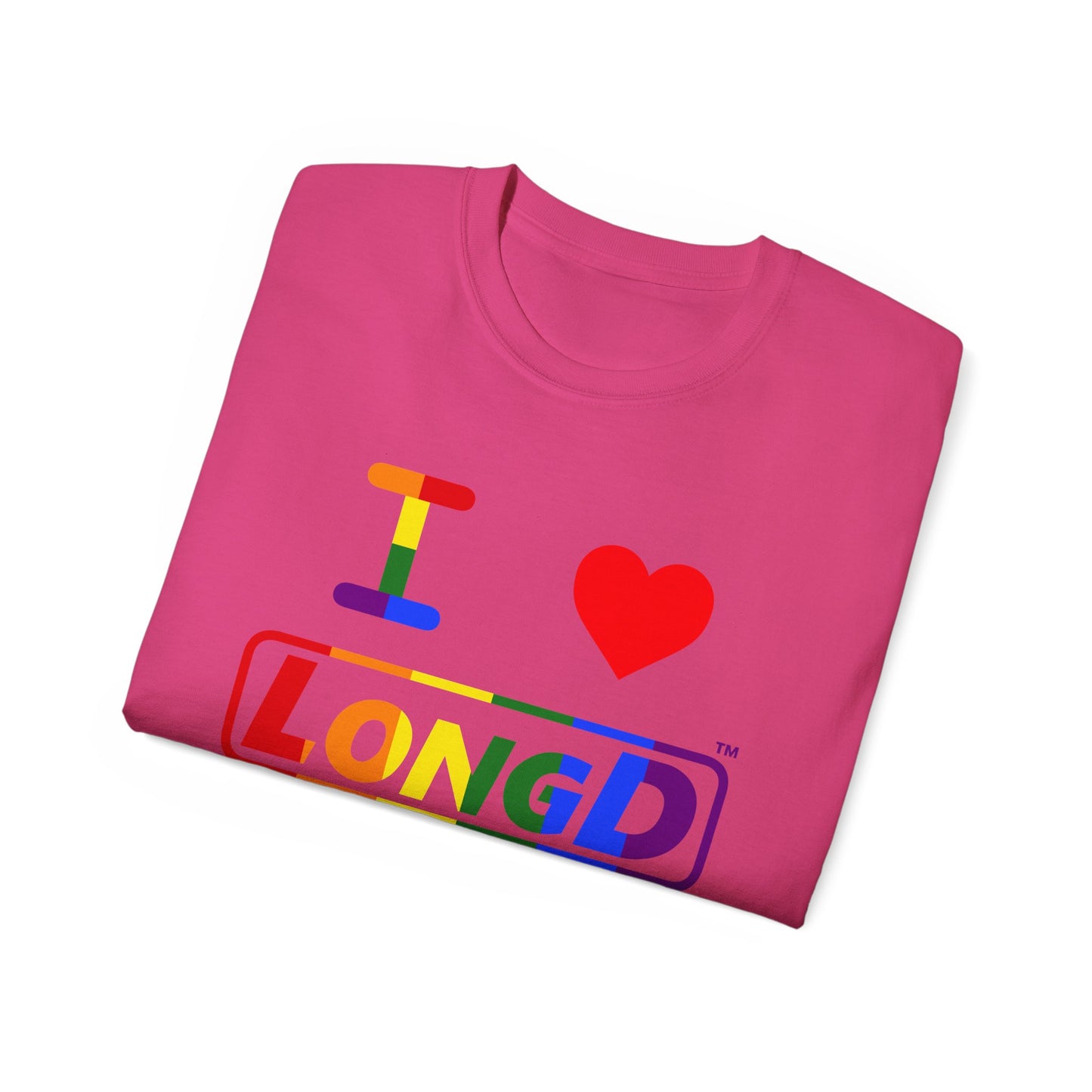 I Luv LongD® Logo Cotton Tee Pride rainbow positive text