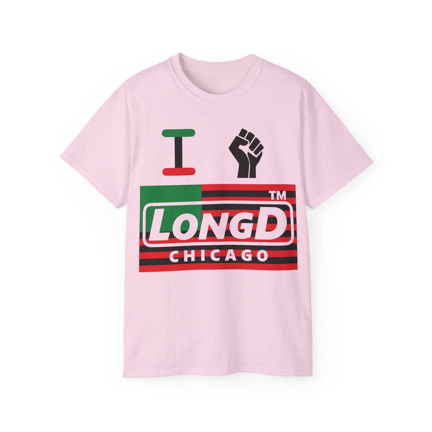 I fist LongD negative flag Chicago logo cotton tee