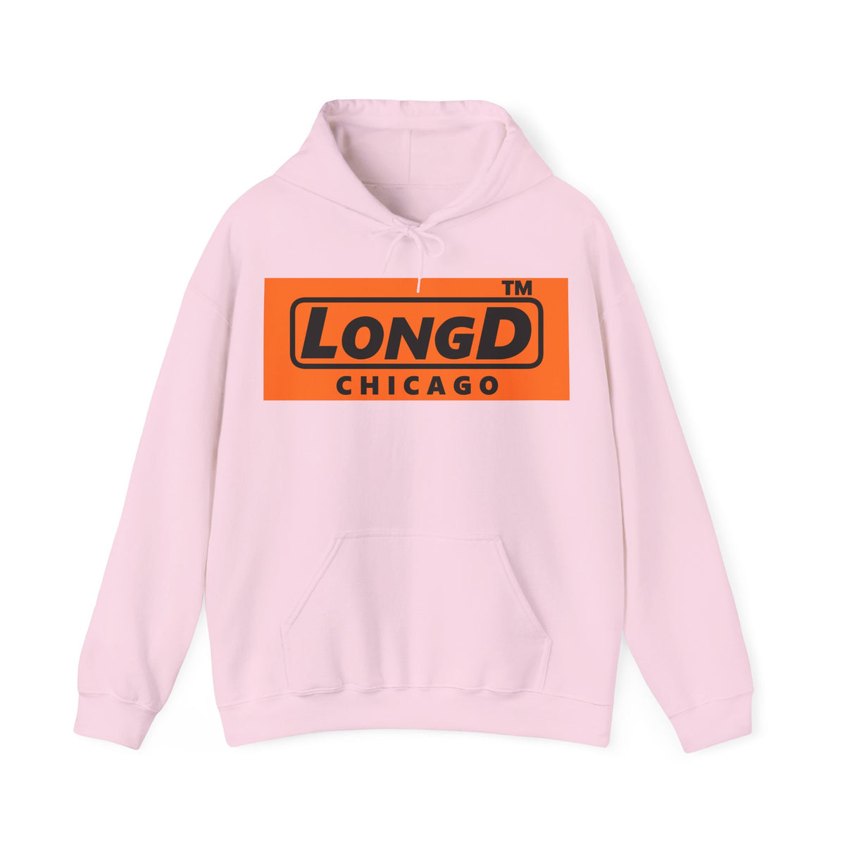 LongD Chicago logo Black (000000) on orange (FE7518) (Halloween colors) hoodie