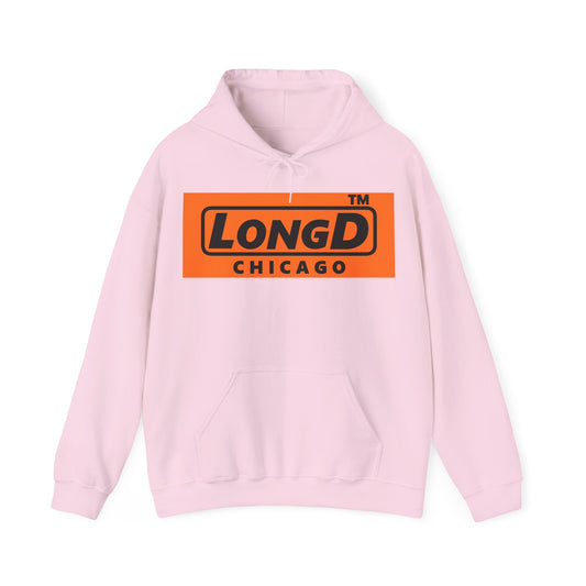 LongD Chicago logo Black (000000) on orange (FE7518) (Halloween colors) hoodie
