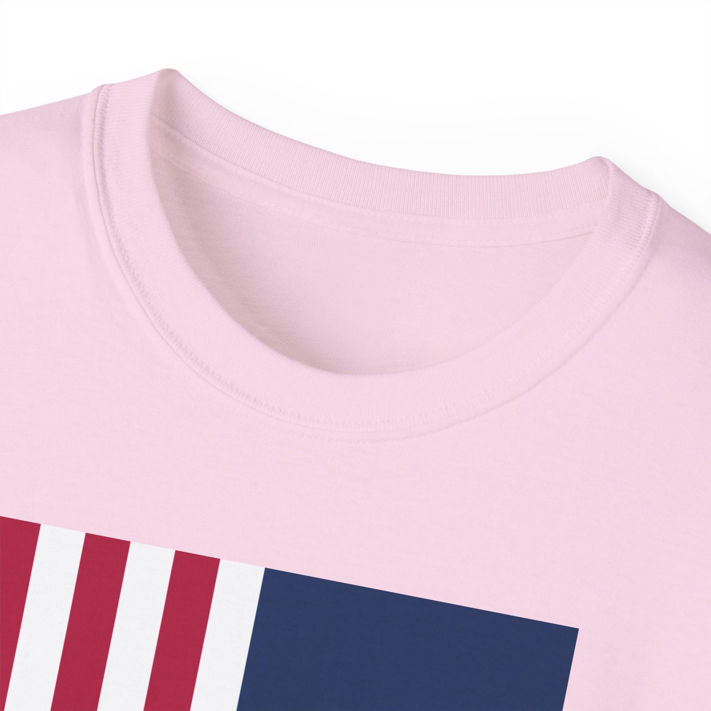 LongD® Logo Cotton Tee Red, White and Blue portrait (official proportions) flag negative text
