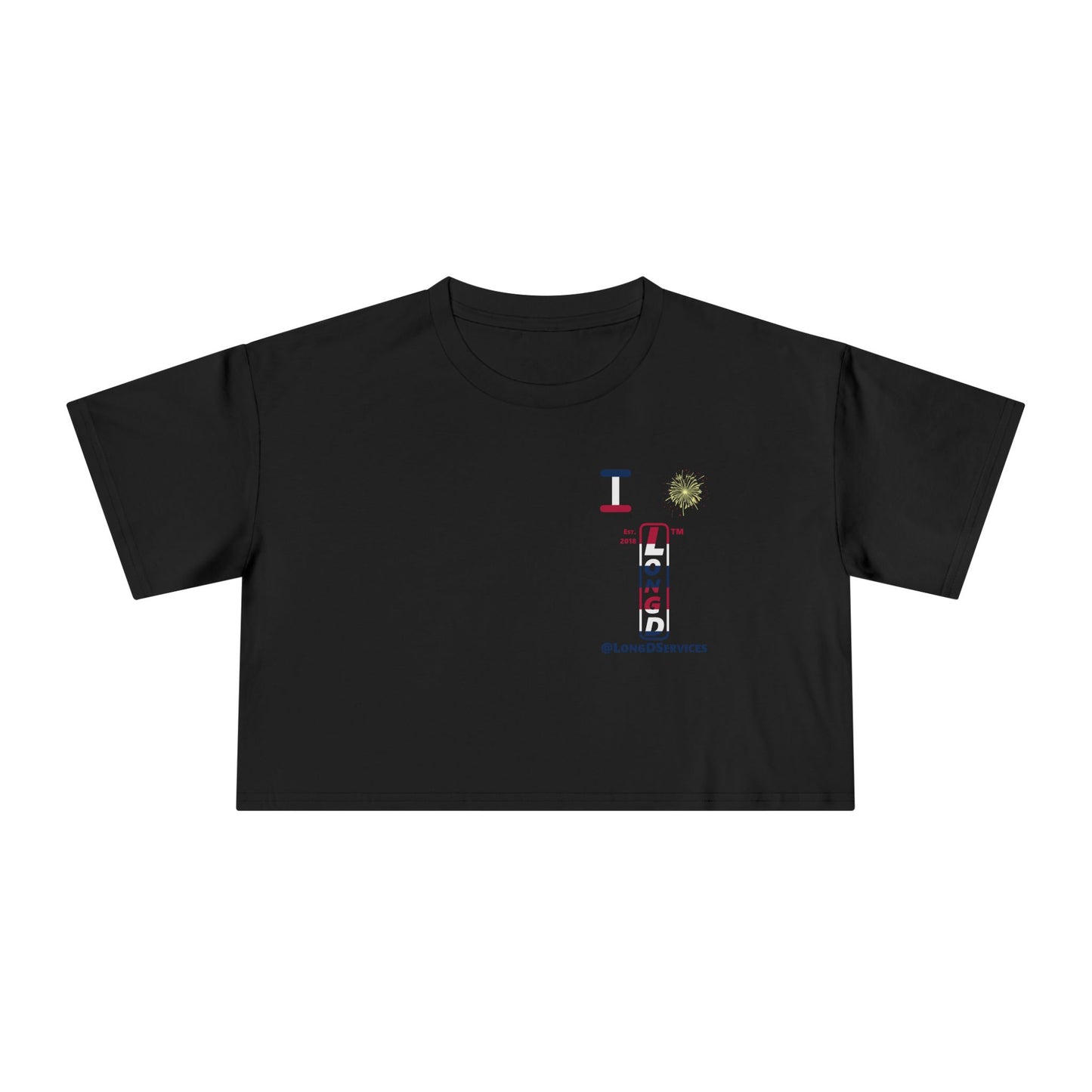 I burst LongD positive horizontal 6-striped single-breasted upright front-back tag logo crop tee