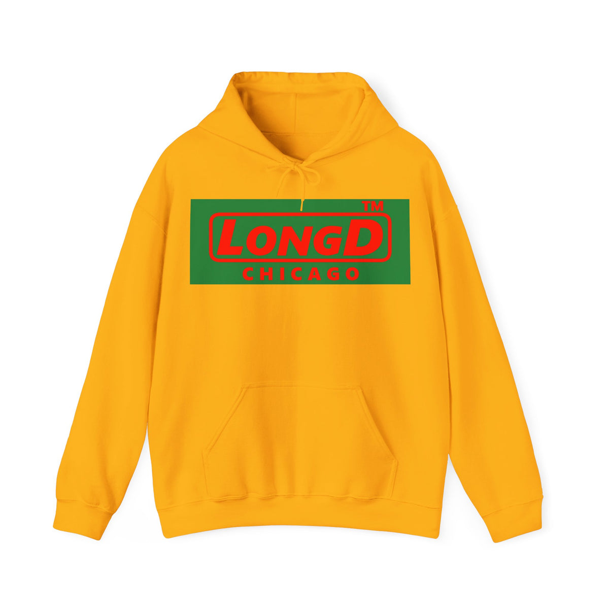 LongD Chicago logo positive red on negative green (Xmas colors) hoodie