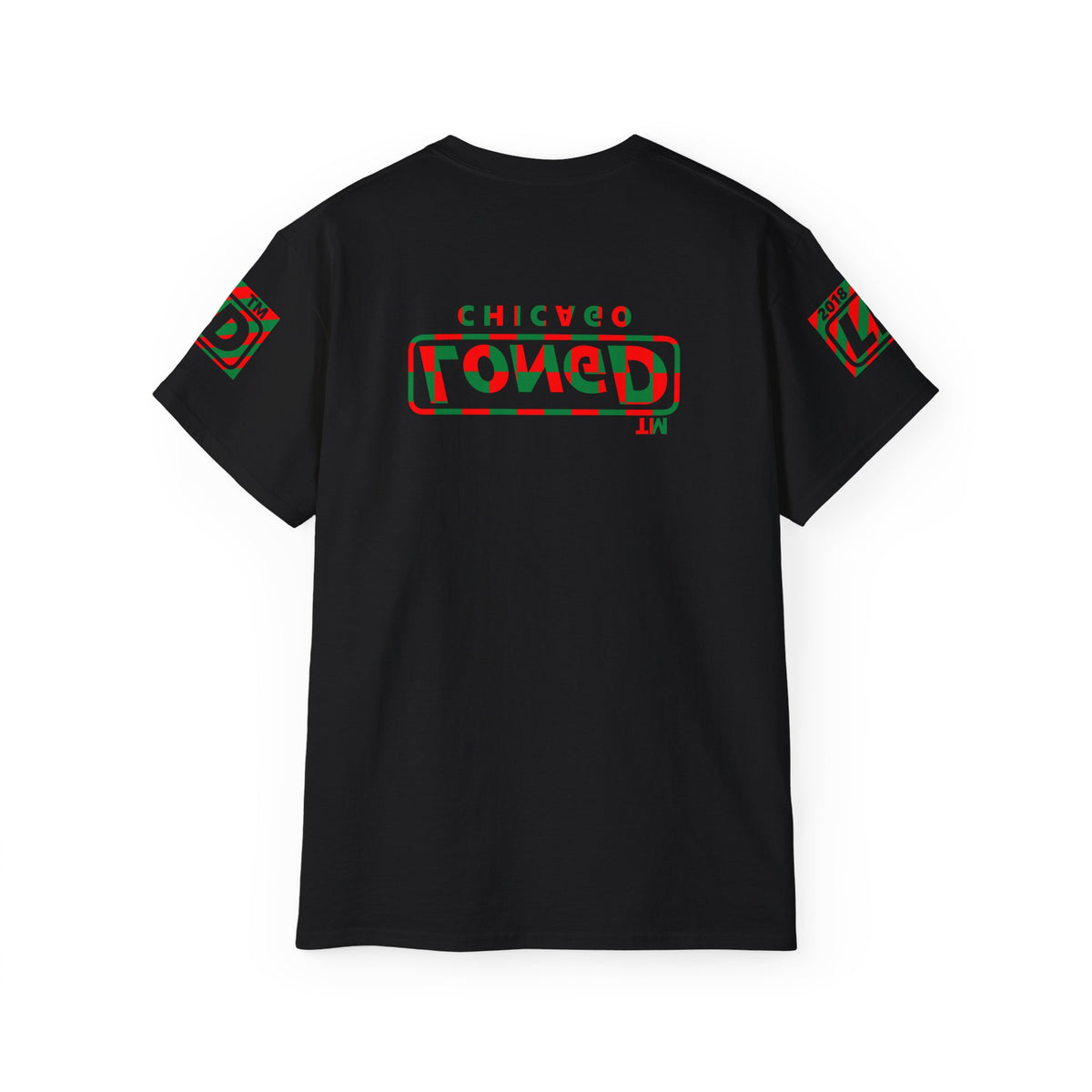 LongD Chicago positive checkered 4-print logo (Xmas colors) cotton tee