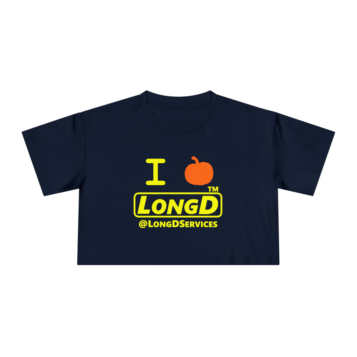 I pumpkin LongD Tag positive alternate basic Yellow (FFFF00) logo crop tee