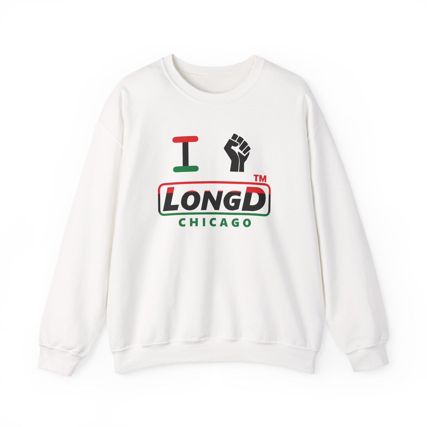 I fist LongD positive horizontal 3-striped Chicago logo crewneck sweatshirt