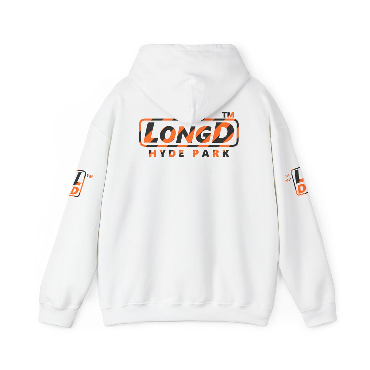 LongD Hyde Park positive 12-striped 4-print logo (Halloween colors) hoodie
