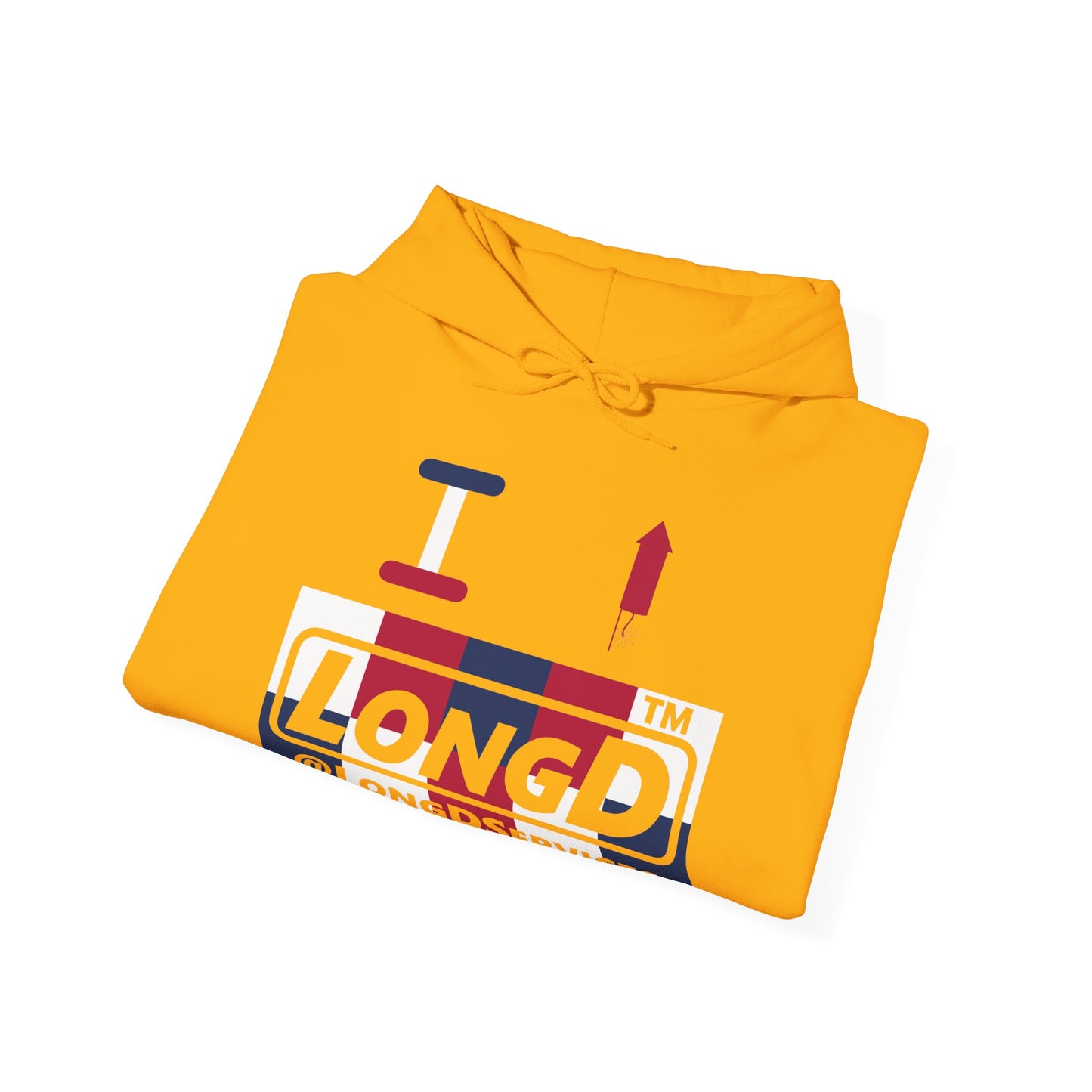 I firecracker LongD® negative 2x5 tag logo hoodie
