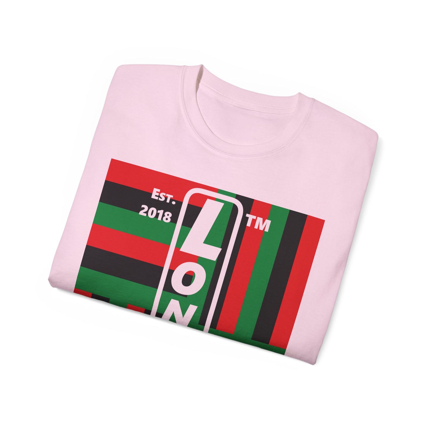 LongD Cotton Tee negative windmill Chicago upright logo (Juneteenth colors)