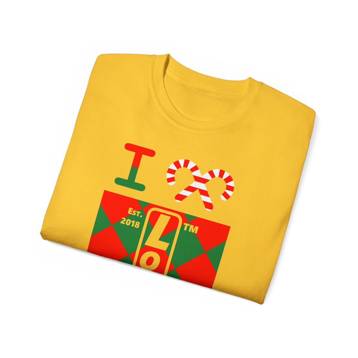 I candy cane LongD Chicago negative upright argyle logo cotton tee
