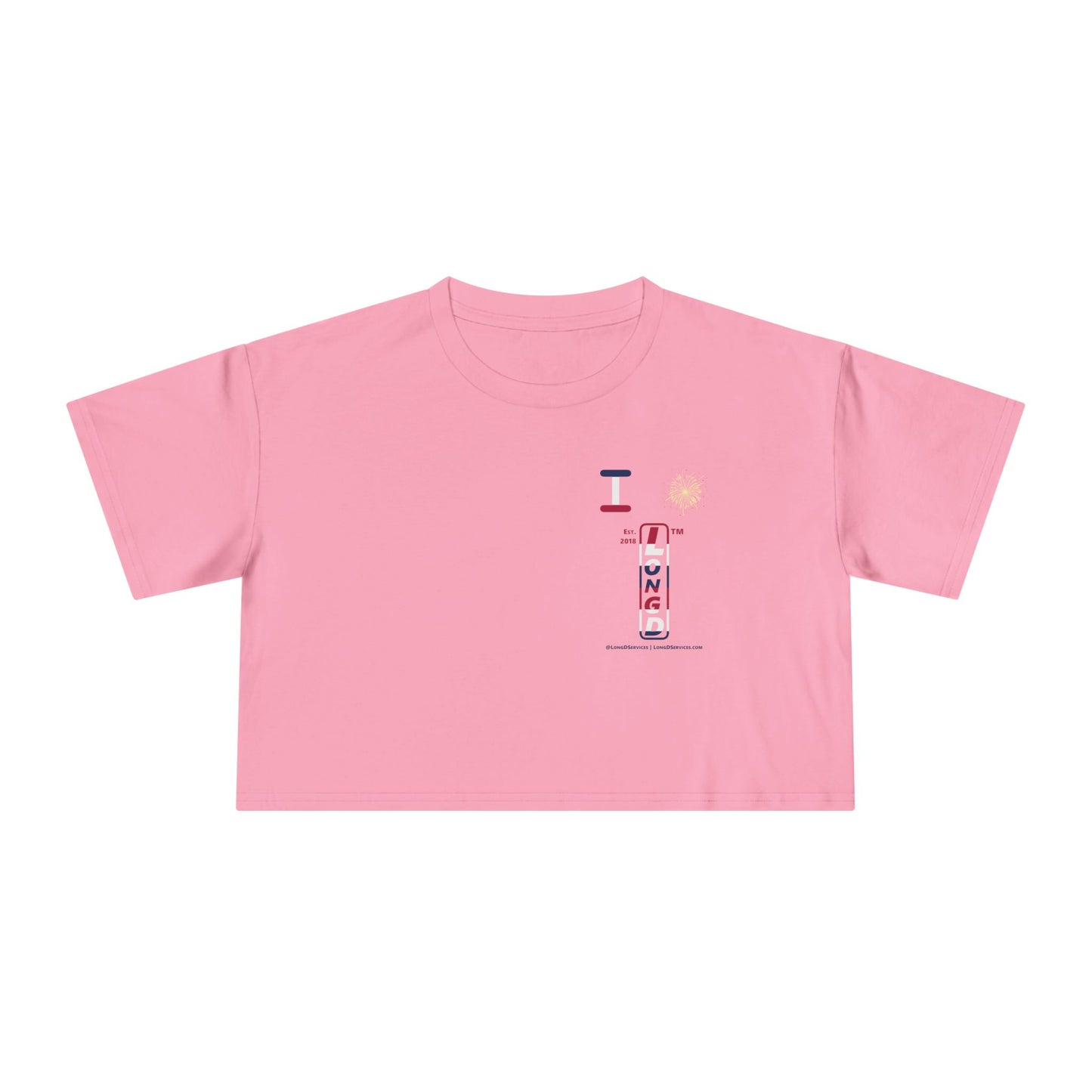I burst LongD positive horizontal 6-striped single-breasted upright front-back tag-domain logo crop tee