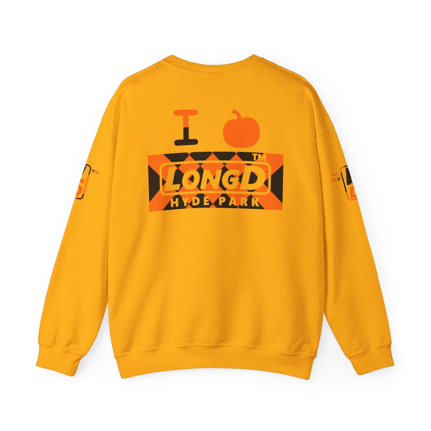 I pumpkin LongD Hyde Park negative stylized argyle 4-print logo crewneck sweatshirt