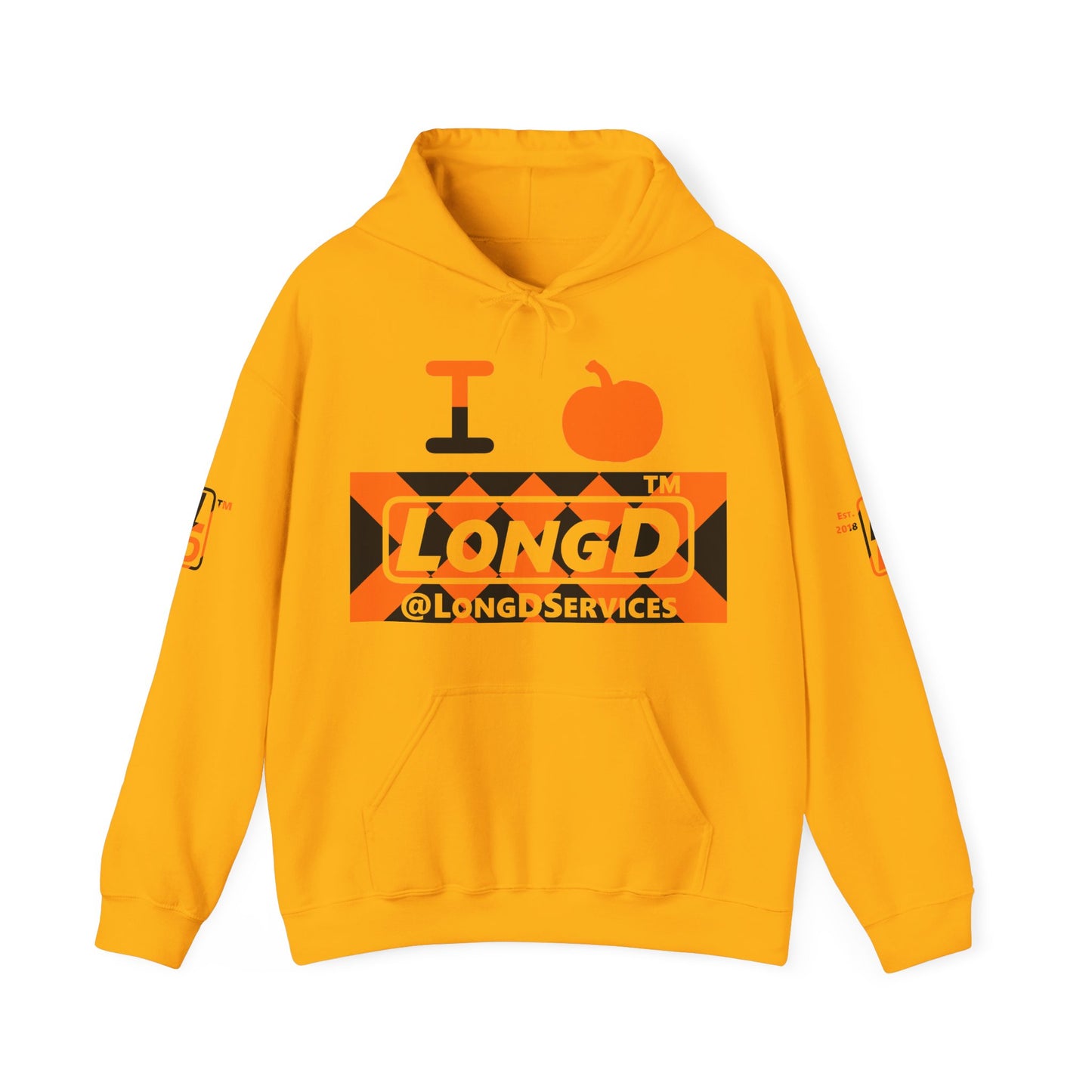 I pumpkin LongD Tag negative stylized argyle 4-print logo hoodie