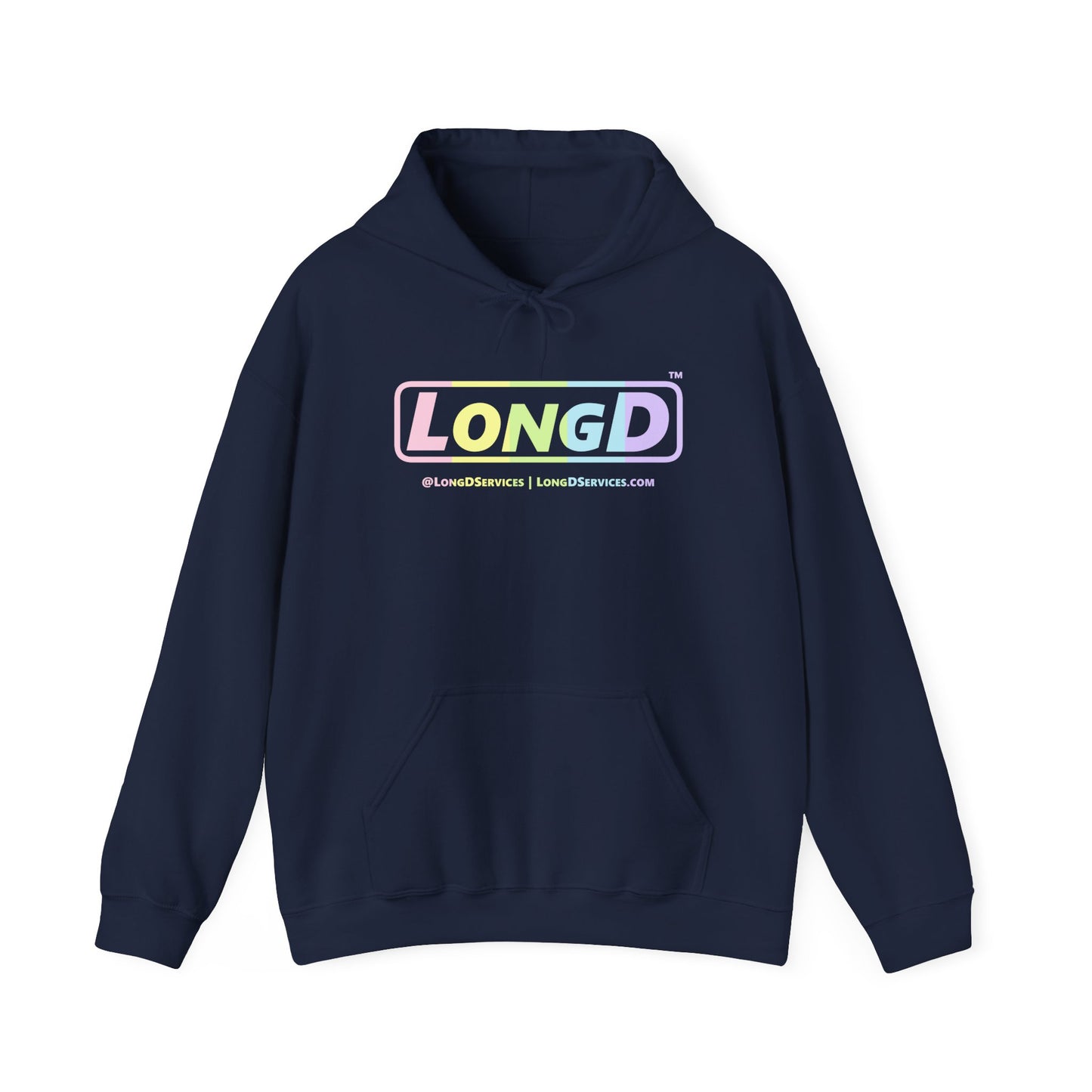 LongD® Logo Hoodie pastel spectrum text coloration