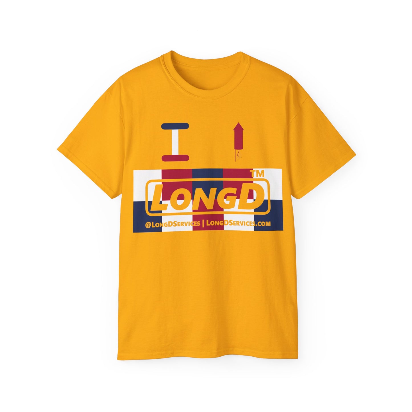 I firecracker LongD negative 2x5 tag-domain logo cotton tee
