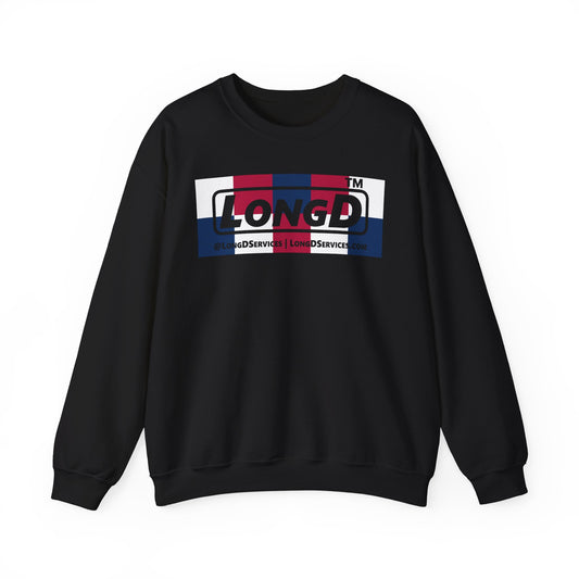 LongD negative 2x5 tag-domain logo crewneck sweatshirt (patriotic colors)