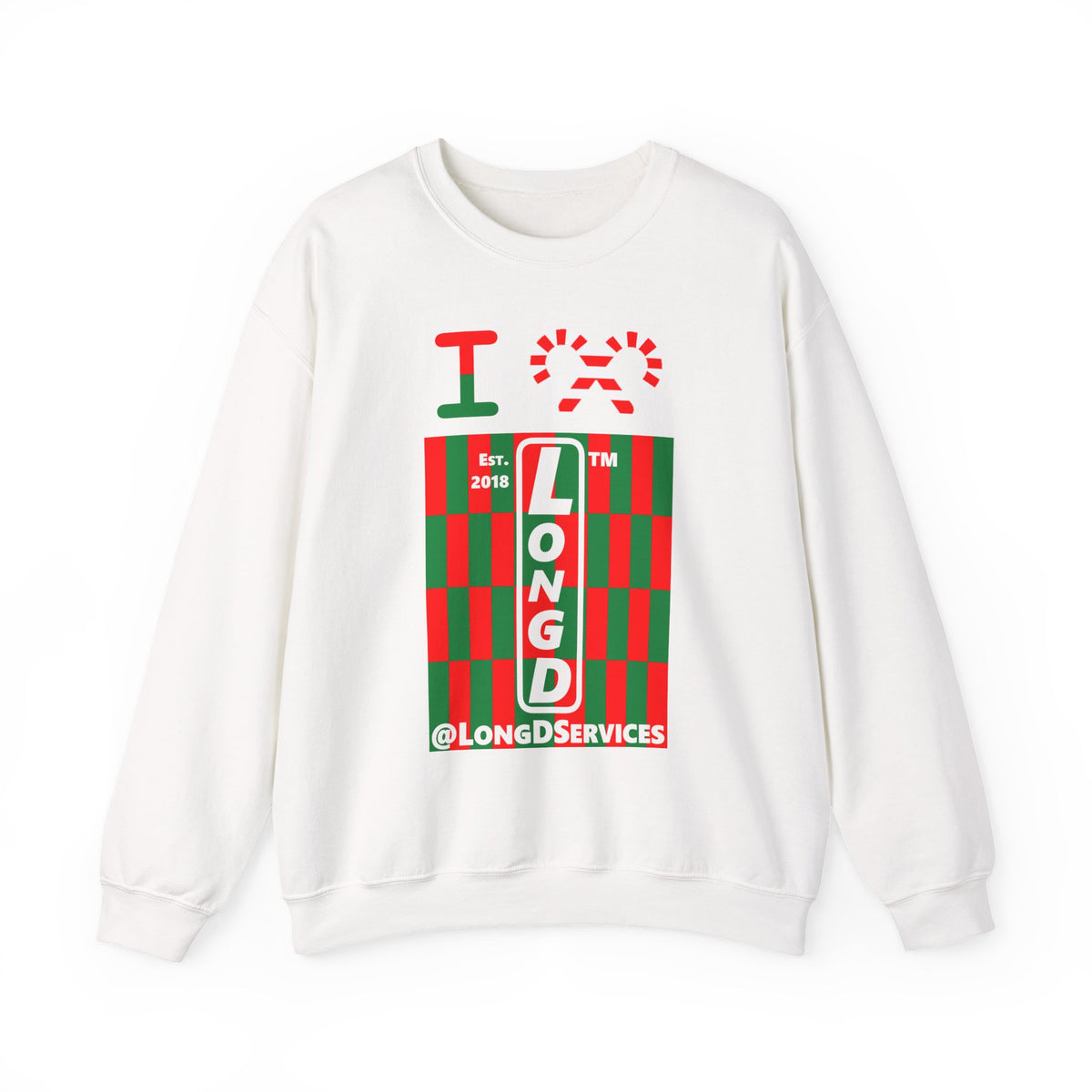 I candy cane LongD Tag negative upright tiled logo crewneck sweatshirt