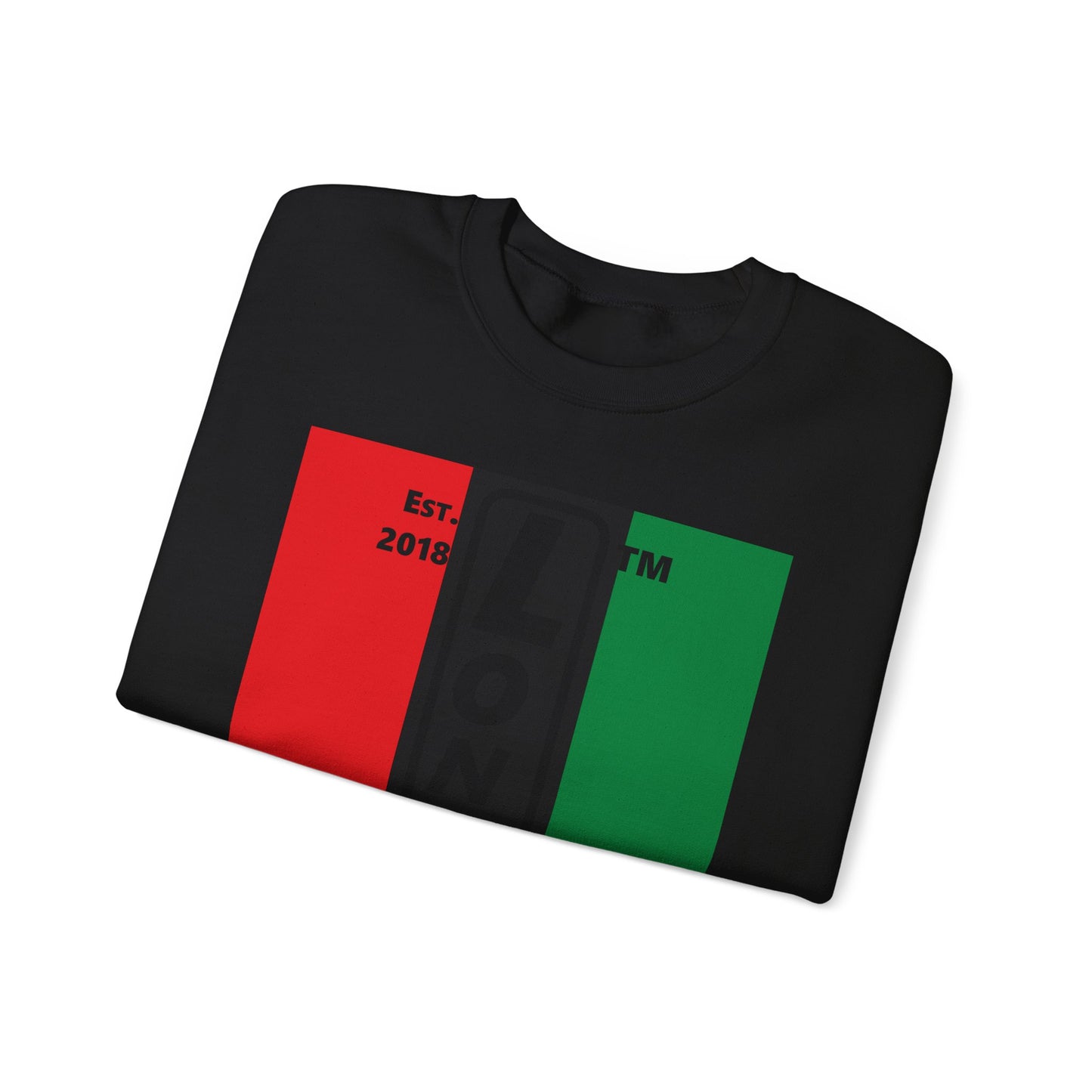 LongD negative vertical 3-striped Hyde Park upright logo crewneck sweatshirt (Juneteenth colors)