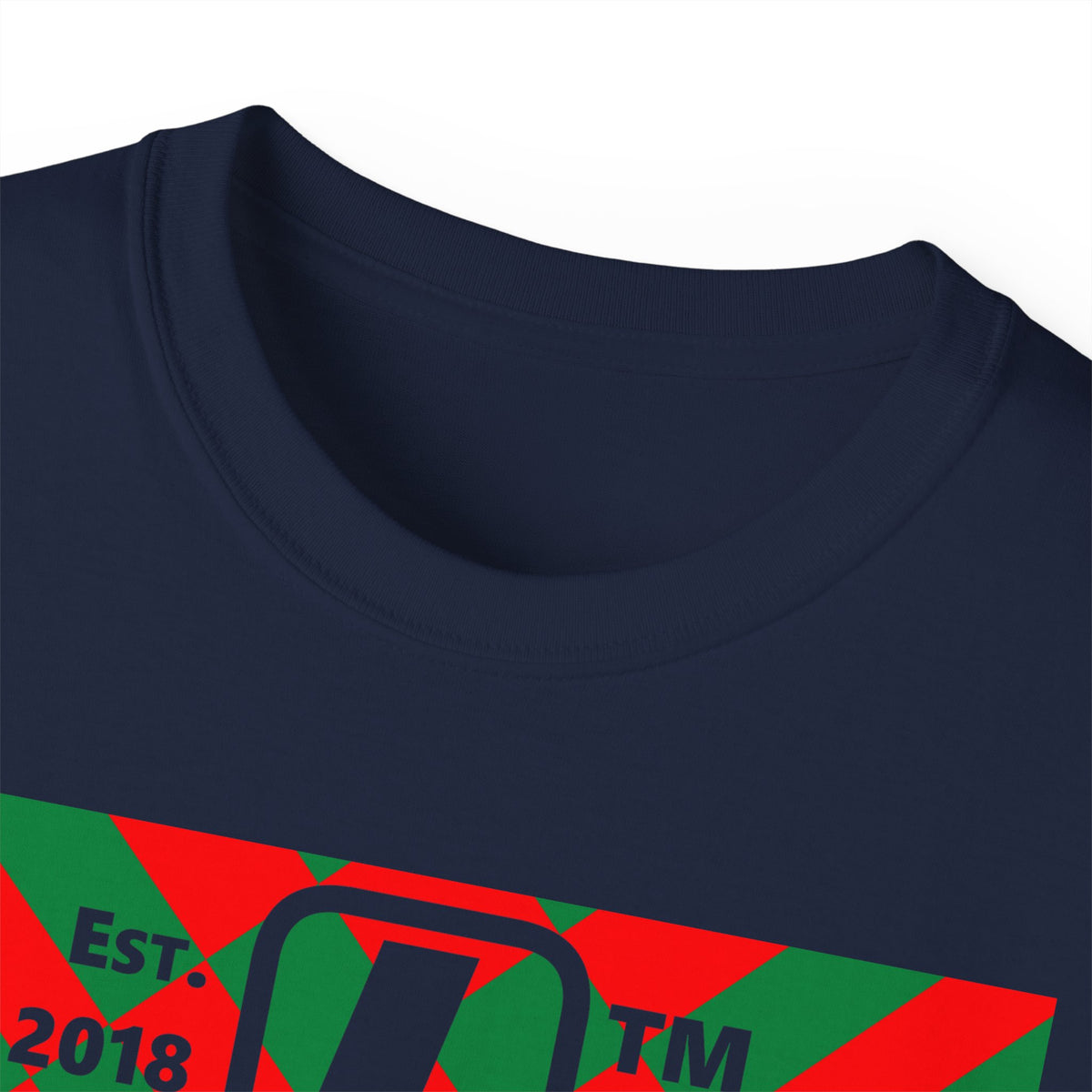 LongD Chicago negative upright stylized argyle logo (Xmas colors) cotton tee