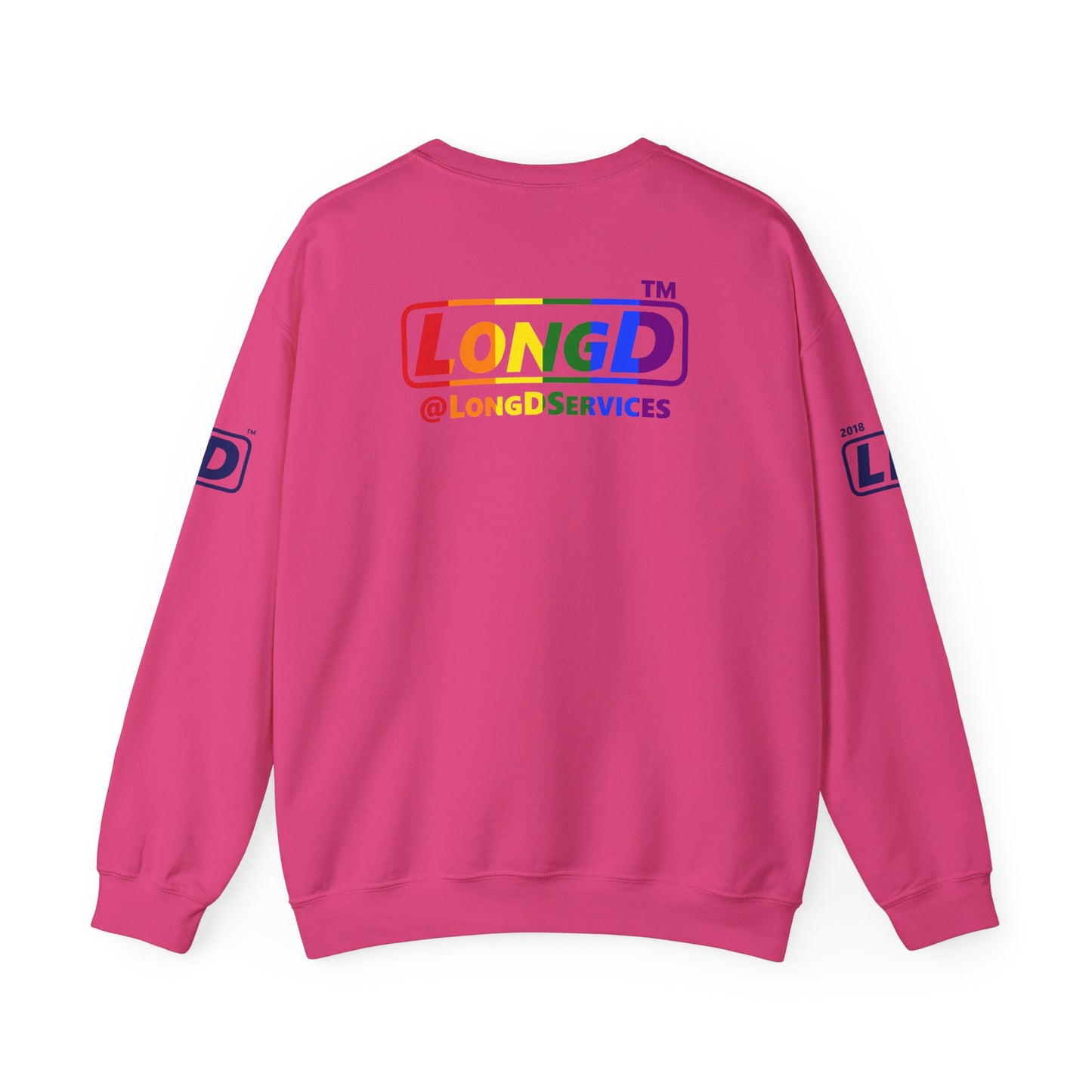 I Luv LongD official basic 4-print Hyde Park logo crewneck sweatshirt with Pride heart