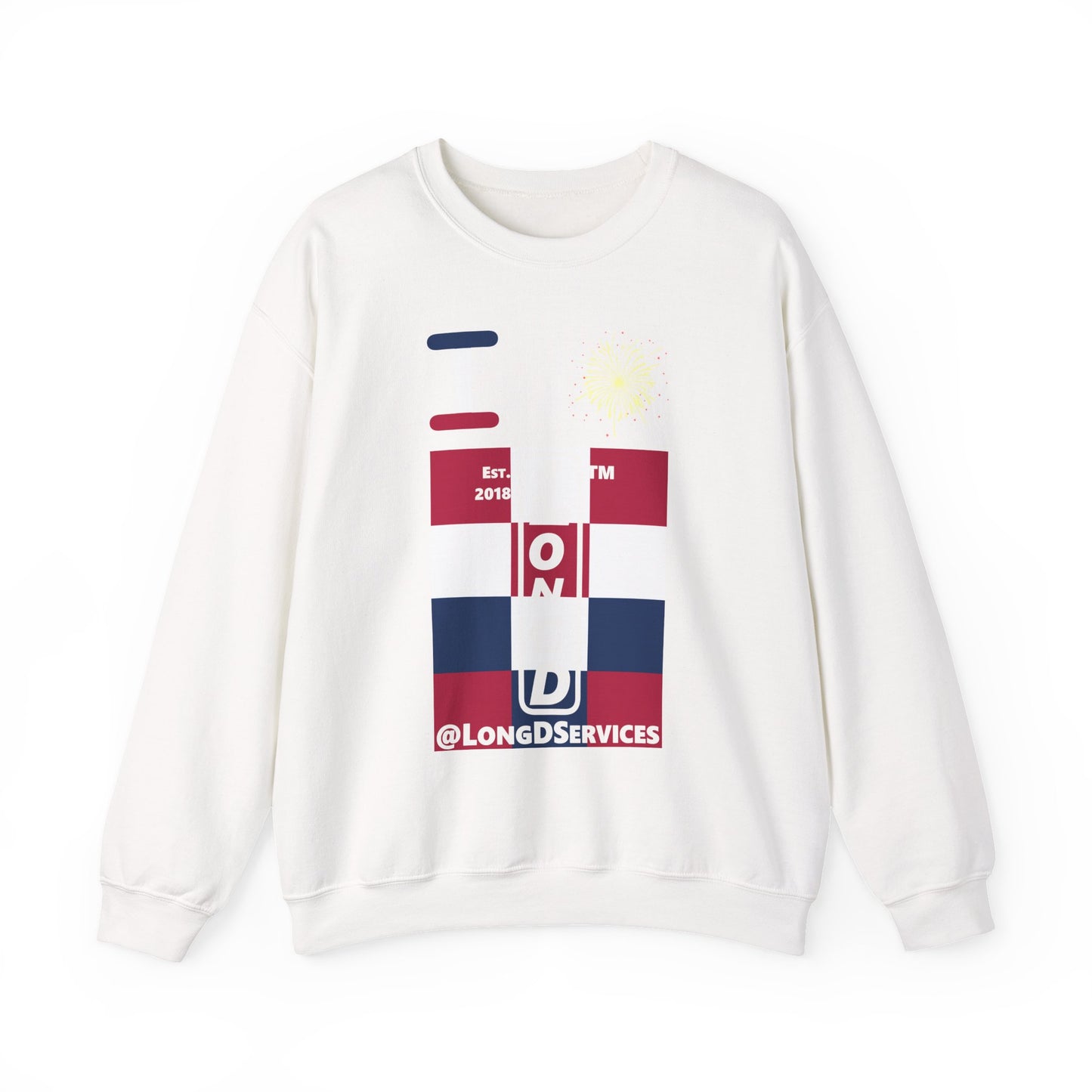 I Burst LongD negative 4x3 tag upright logo crewneck sweatshirt