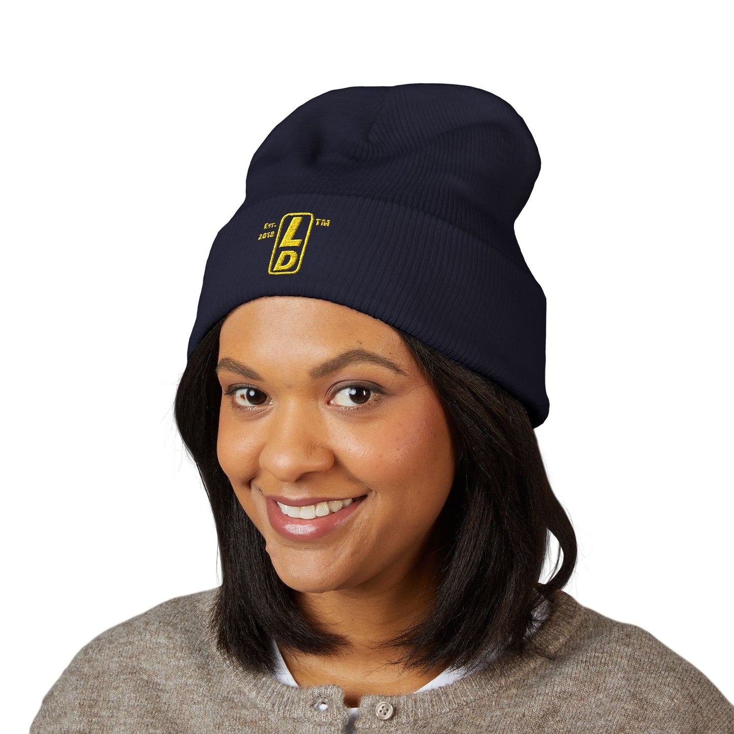 Embroidered Classic Cuffed Beanie reverse official basic logo upright initials