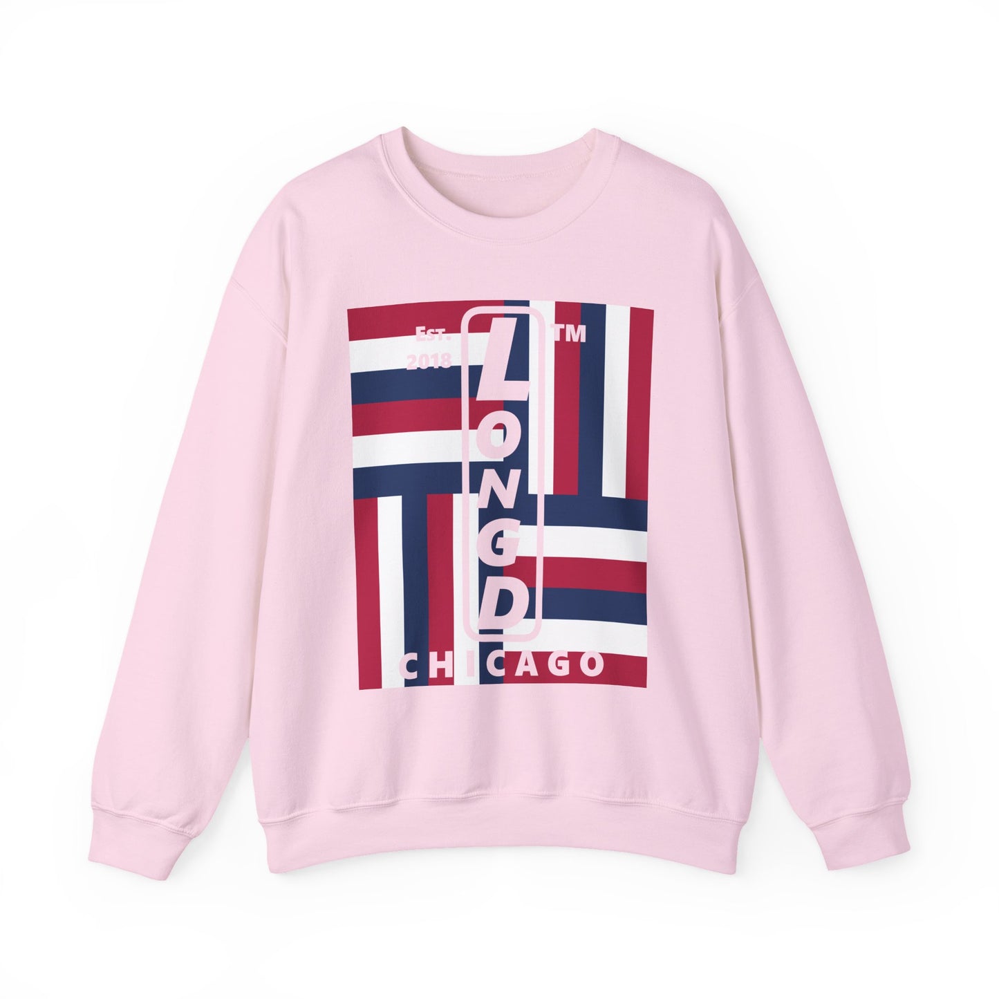 LongD negative windmill Chicago logo crewneck sweatshirt (patriotic colors)