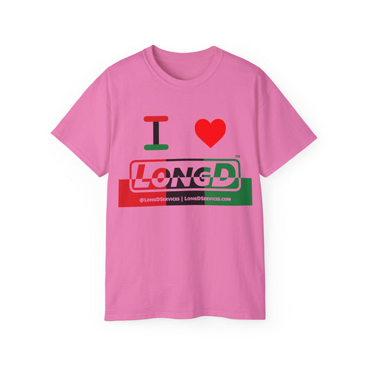 I Luv LongD® Logo Cotton Tee Juneteenth positive top negative bottom text