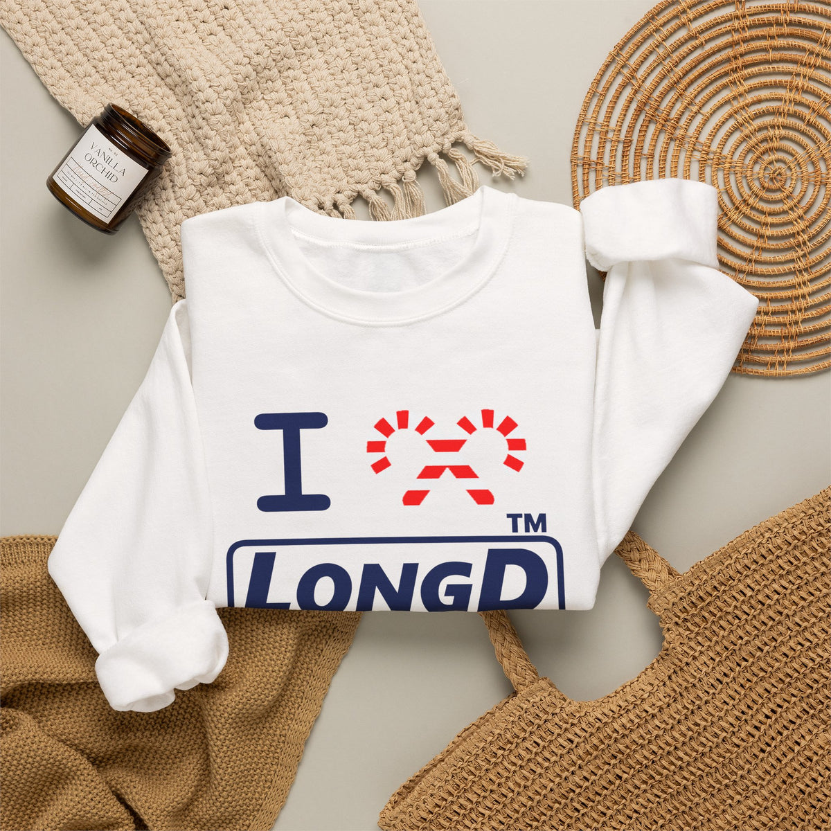 I candy cane LongD Chicago positive official basic navy front-back logo crewneck sweatshirt