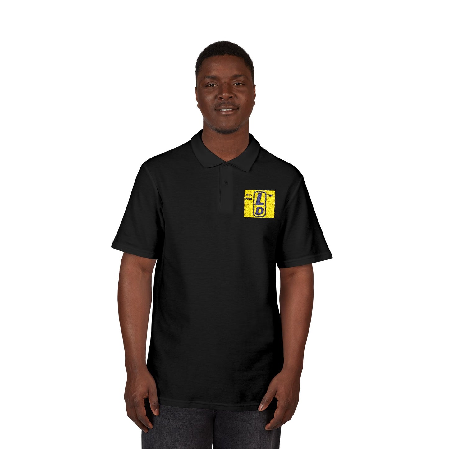 Embroidered LongD official logo upright initials polo shirt