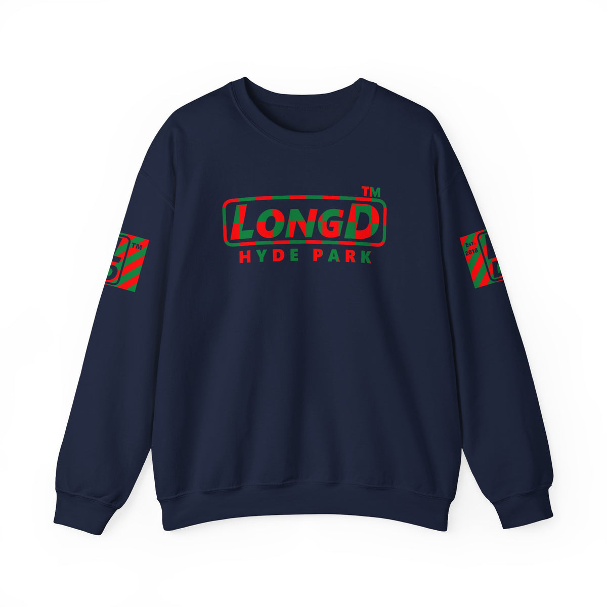 LongD Hyde Park positive checkered 4-print logo (Xmas colors) crewneck sweatshirt