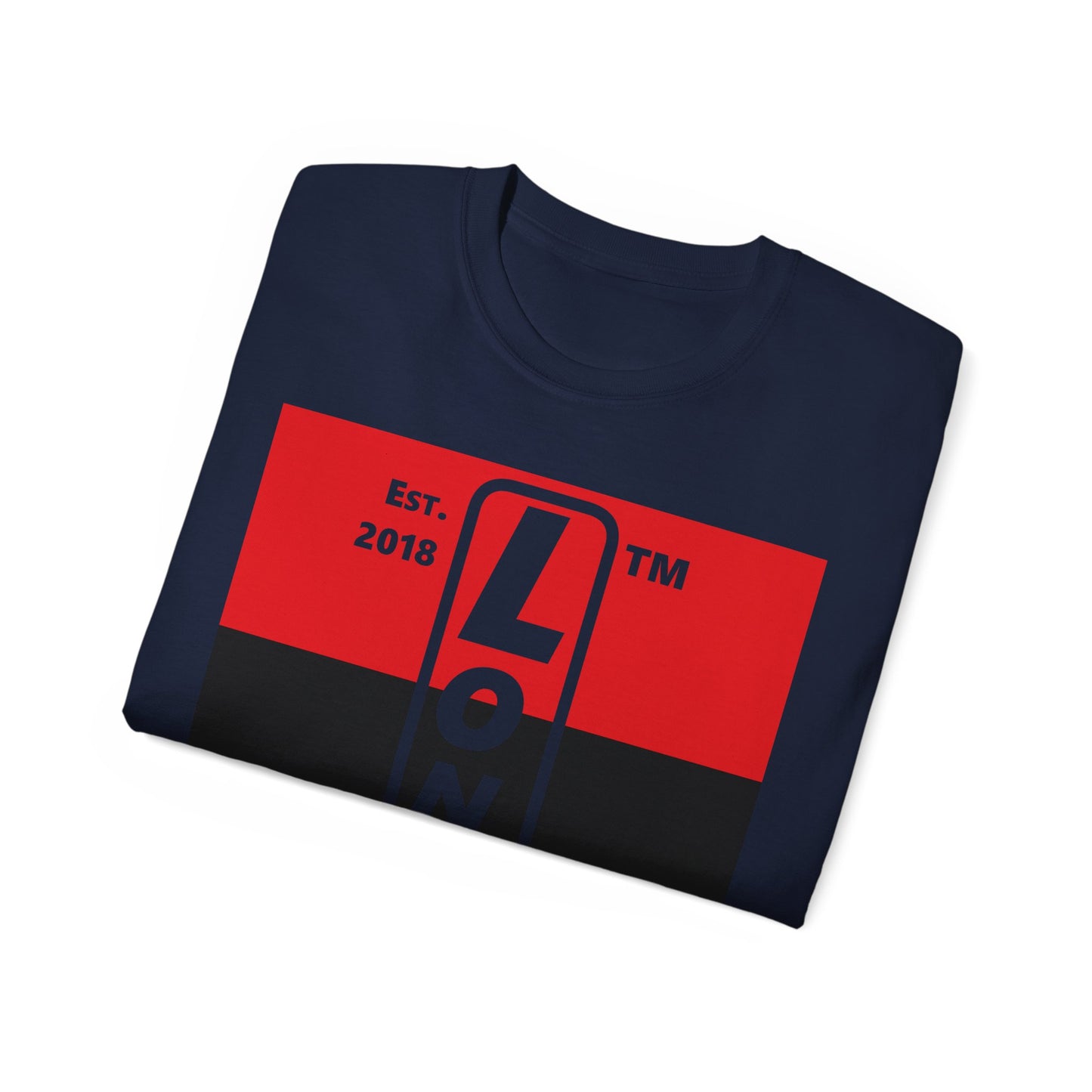 LongD Cotton Tee negative horizontal striped Chicago upright logo (Juneteenth colors)