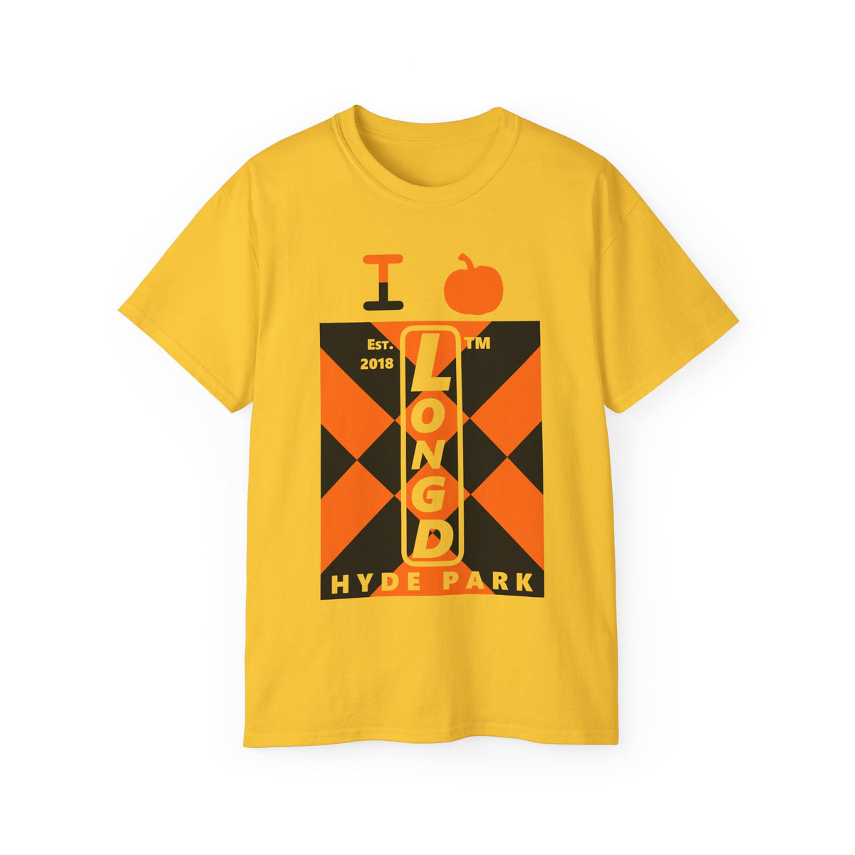 I pumpkin LongD Hyde Park negative upright mixed argyle logo cotton tee