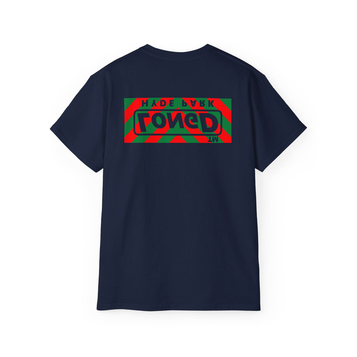 LongD Hyde Park negative downward chevron front-back logo (Xmas colors) cotton tee
