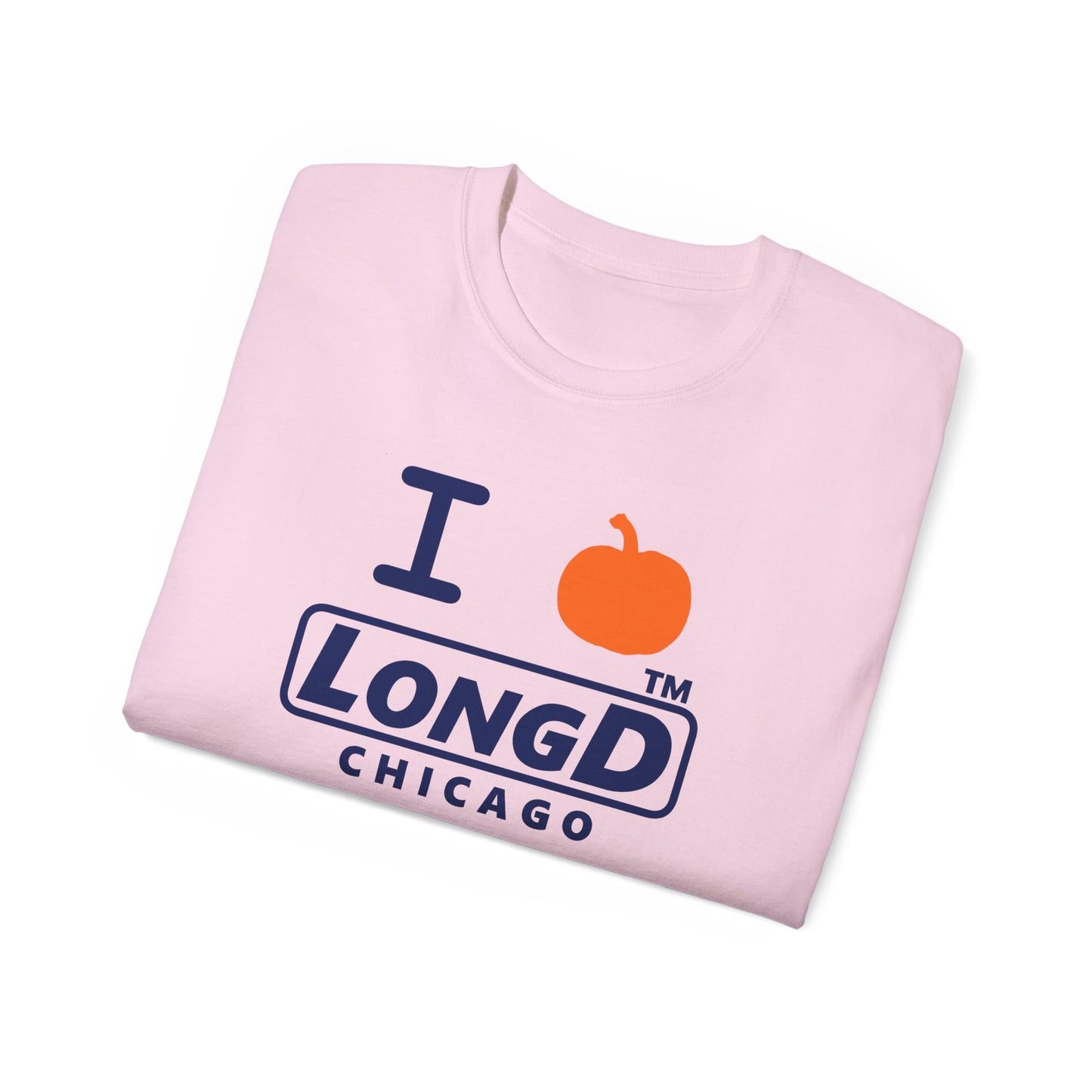 I pumpkin LongD Chicago positive basic Navy (002060) front-back logo cotton tee